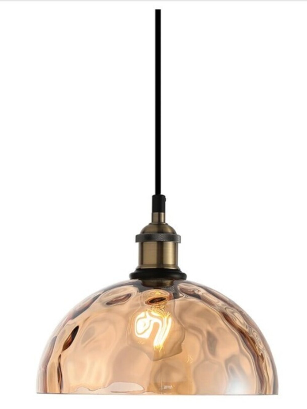 Glass Pendant Light-10"-Boho Style-Amber